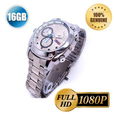 Pansim 16 Gb Newest Silver Hd 1080P Ir Night Vision Camera Waterproof Watch Camera Dvr